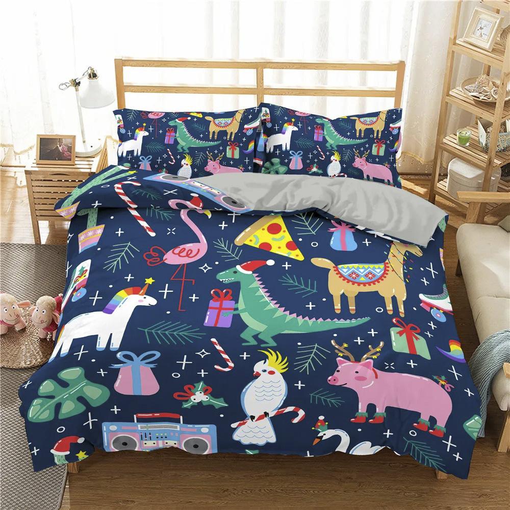 Kids Dinosaur Bedding Set Boys Cartoon Duvet Cover 3D Animal Microfiber Quilt Cover For Boy Girl Child Bedroom Decor