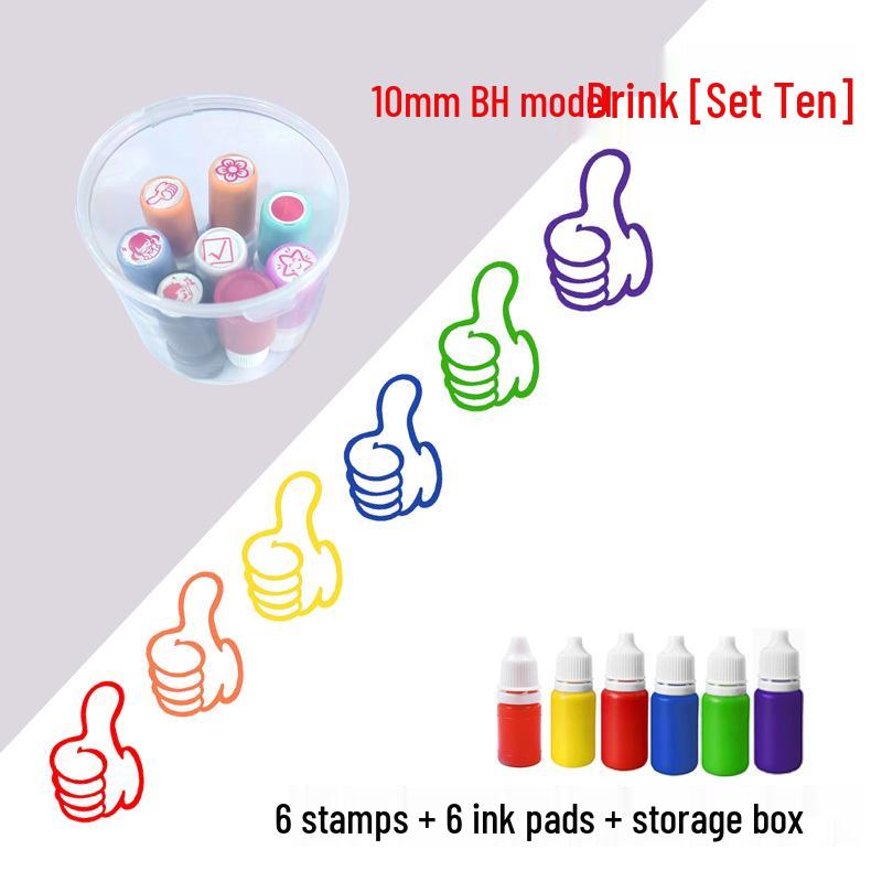 Children's Reward Stamp Set: Cartoon Teacher Small Red Flower Stamps for Kindergarten and Primary School