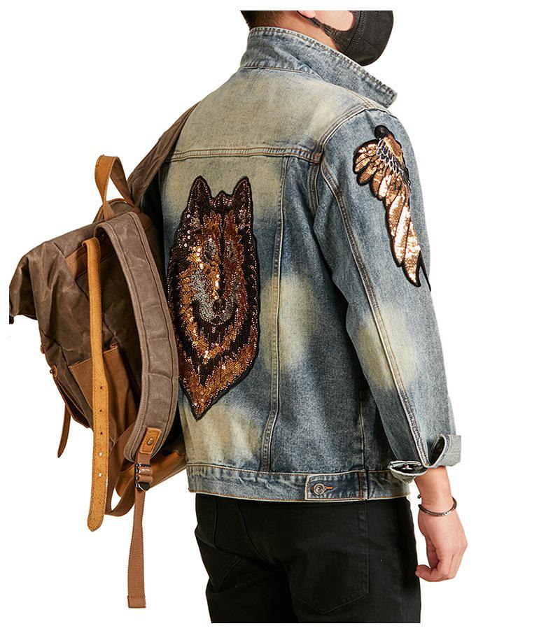 Xintang Men's Distressed Denim Jacket 2025: Trendy Ripped Retro Pique Casual Jacket