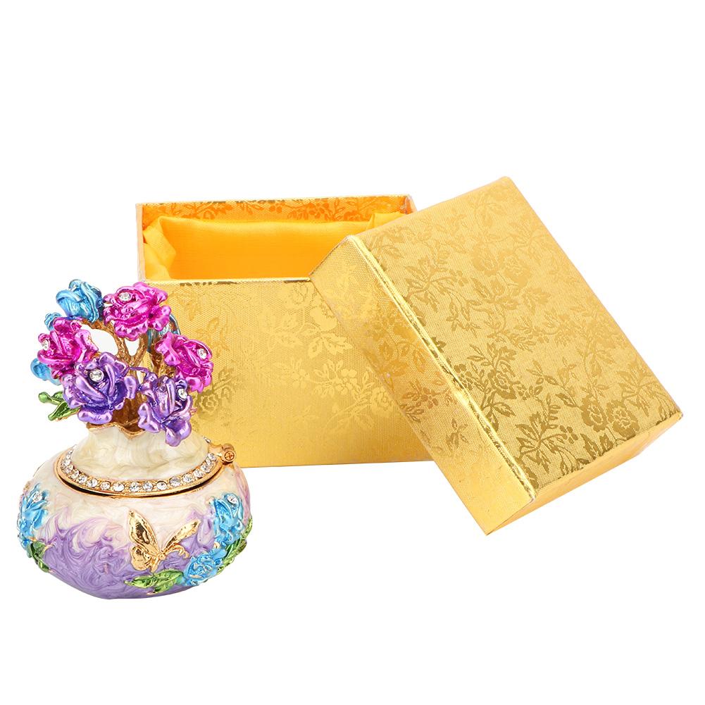 

Metal Enameled Painting Jewelry Trinket Box Craft Decoration Orange