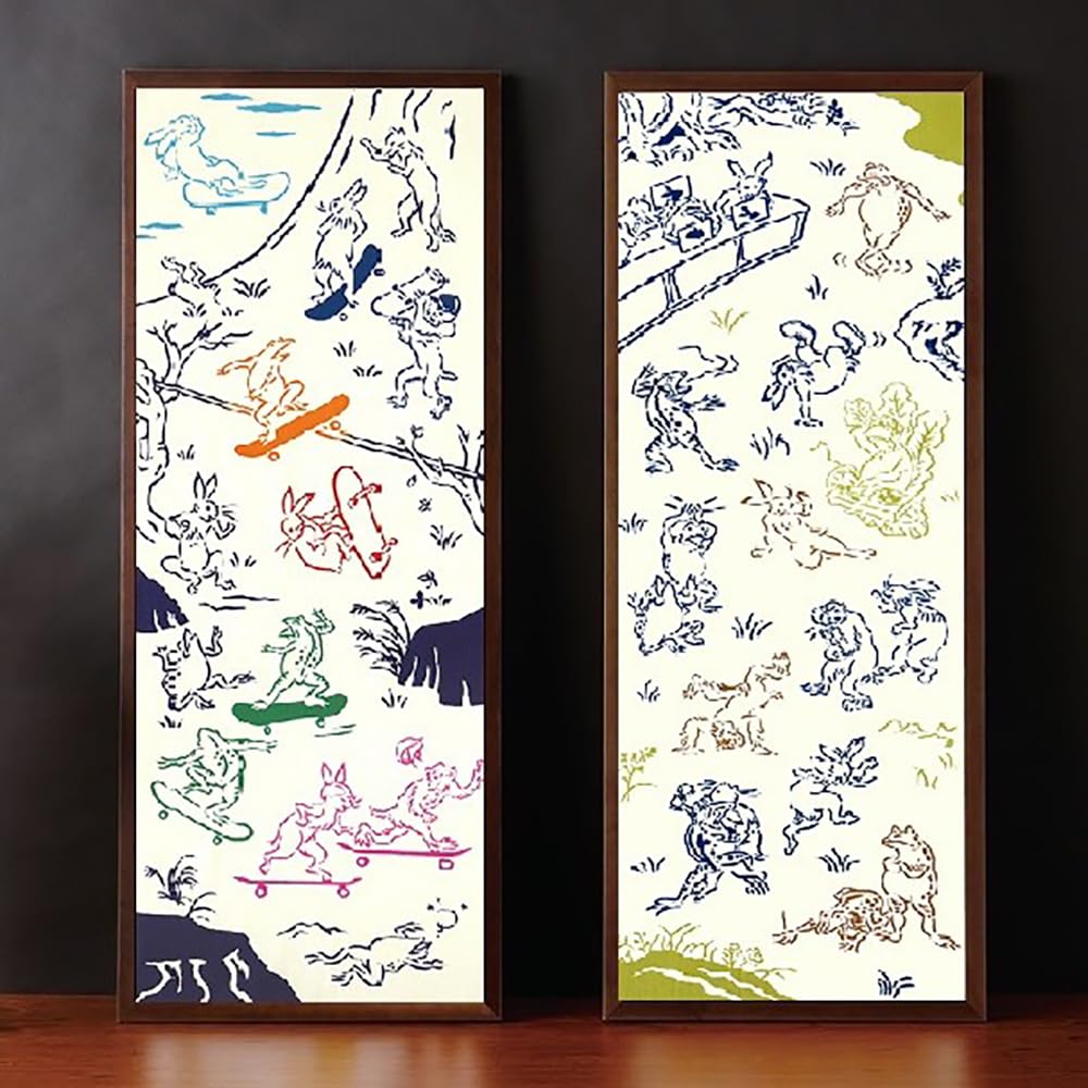 Miyamoto Towel Miyamoto Kenema Tenugui Breakdance 33 x 90cm Made in Japan Chū-dyed (Tenugui) Choju-Juju-Giga (Choju-giga) Approx.