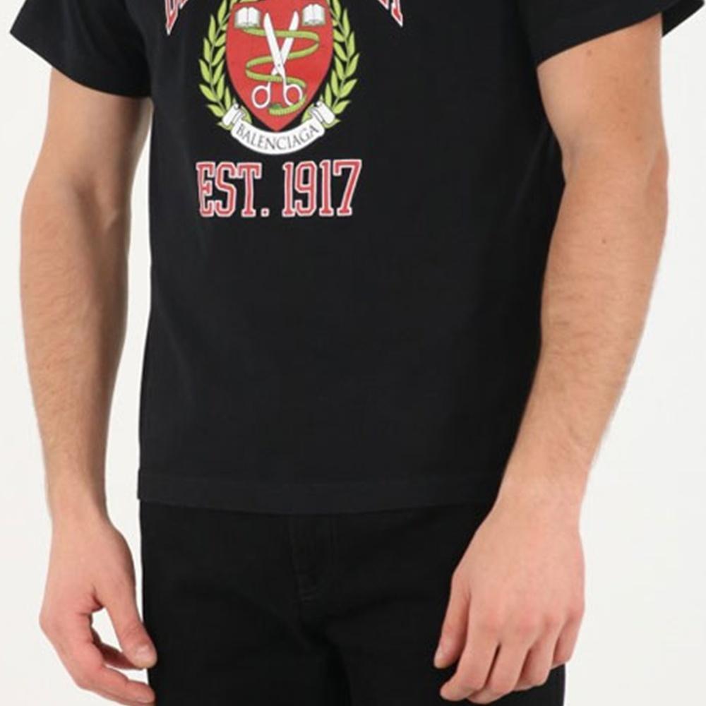 Balenciaga Est.1917 Crest Logo T-Shirt 'Black' Men's 670943TLV891076