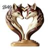 Hand Polished Wood Decor Wooden Animal Ornament with Stable Base, Double Layer Carved Figurine, Rustic Crafts for Office Heart Shape Sculpture