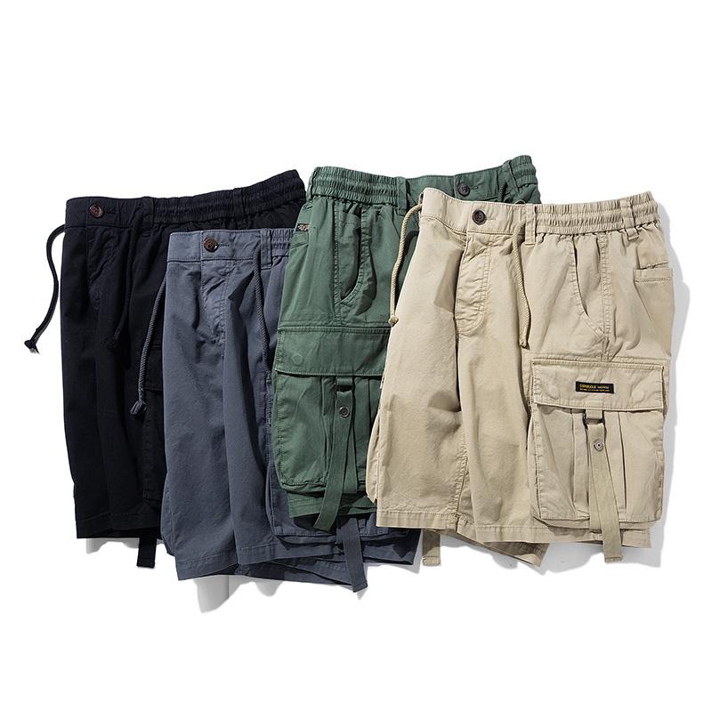 JAYSCE Men's Summer Shibuya Style Loose Fitting Work Shorts Amikaji Outdoor Multi Pocket Cargo Pants Oversized Classic Short