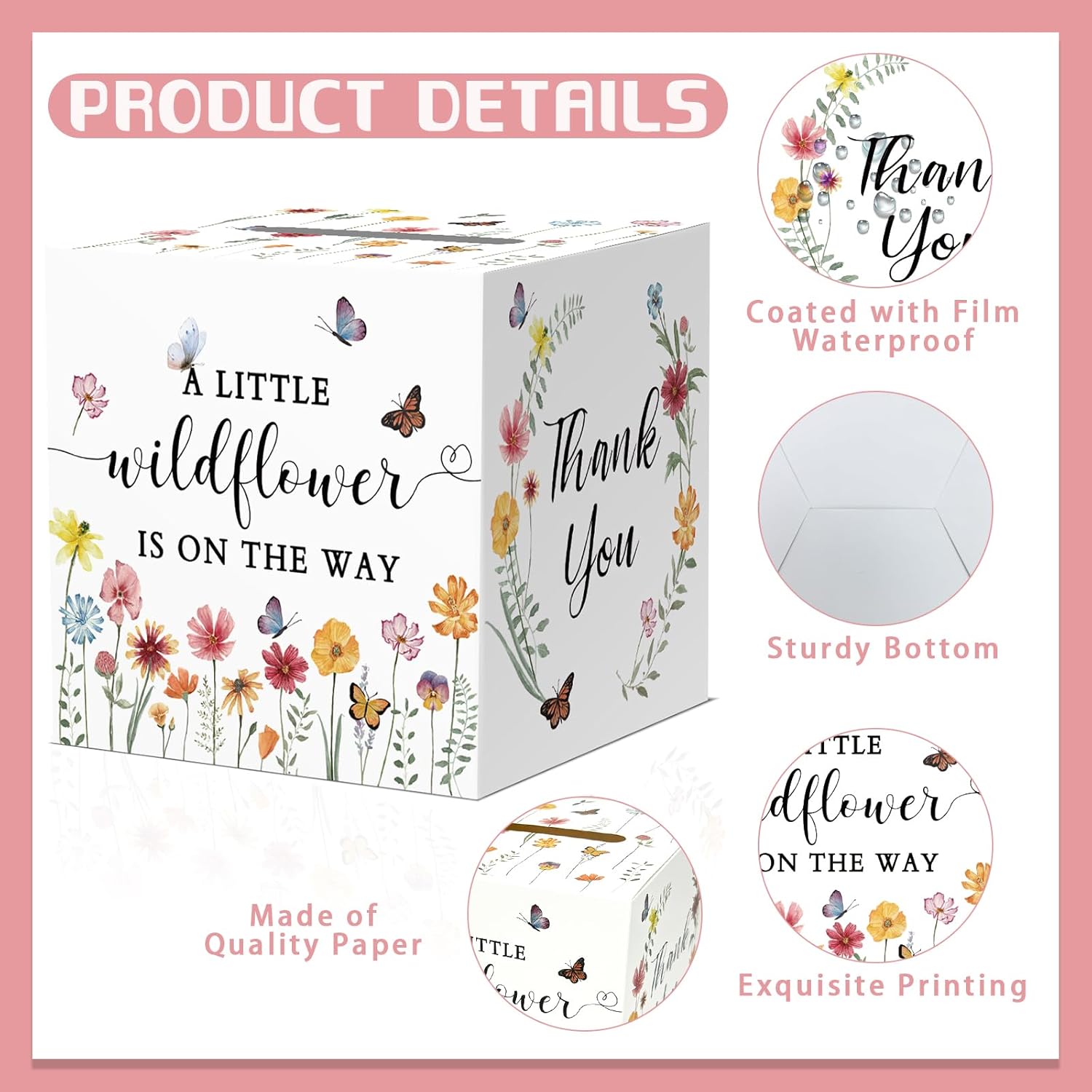 51 шт. Билеты на розыгрыш подгузников с цветами и коробка, Игры для детского душа, Цветочная коробка для карточек розыгрыша подгузников, Малыш в цвету, Украшения для детского душа для девочки