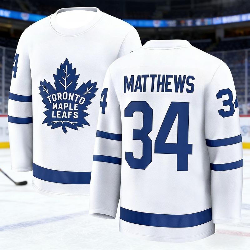 Men's New Toronto Ice Hockey Training Competition Jersey with 3D Print, Breathable, Moisture-Wicking Long-Sleeved T-Shirt Kids