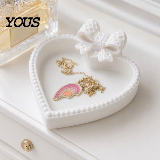 Combined Decorative Trays Set 3D Printed Bow Jewelry Tray, Cute Heart-Shaped Organizer, Stable Desktop Organizer Bay Window Decor Accessory for