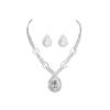 Stylish sparkling rhinestone necklace earrings set of two with a premium zircon drop pendant