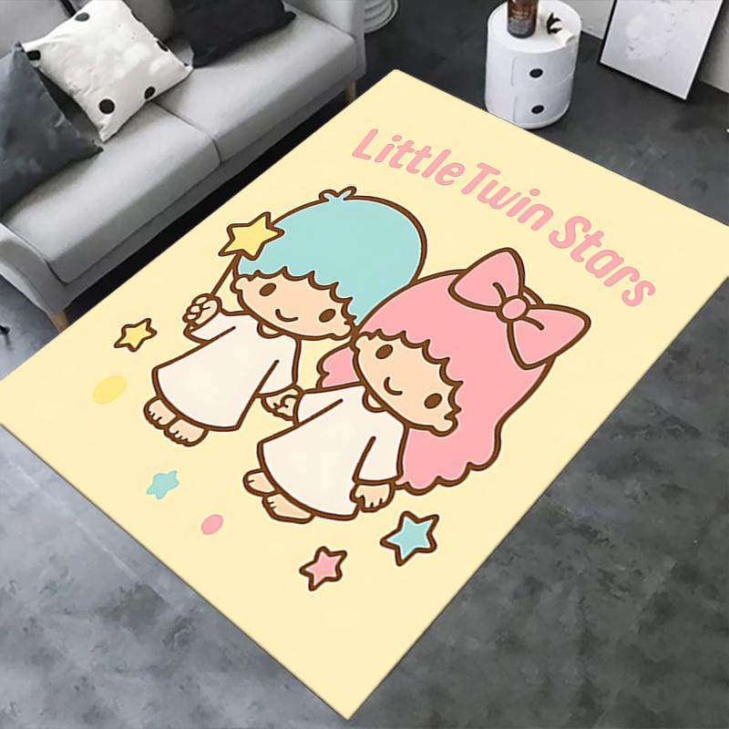 Office Rug Little Twin Stars, Anime Characters Anti-Slip Rug, Machine Washable for Living Room, Bedroom, Office, Multiple Sizes, Bedroom Mat, Decorati