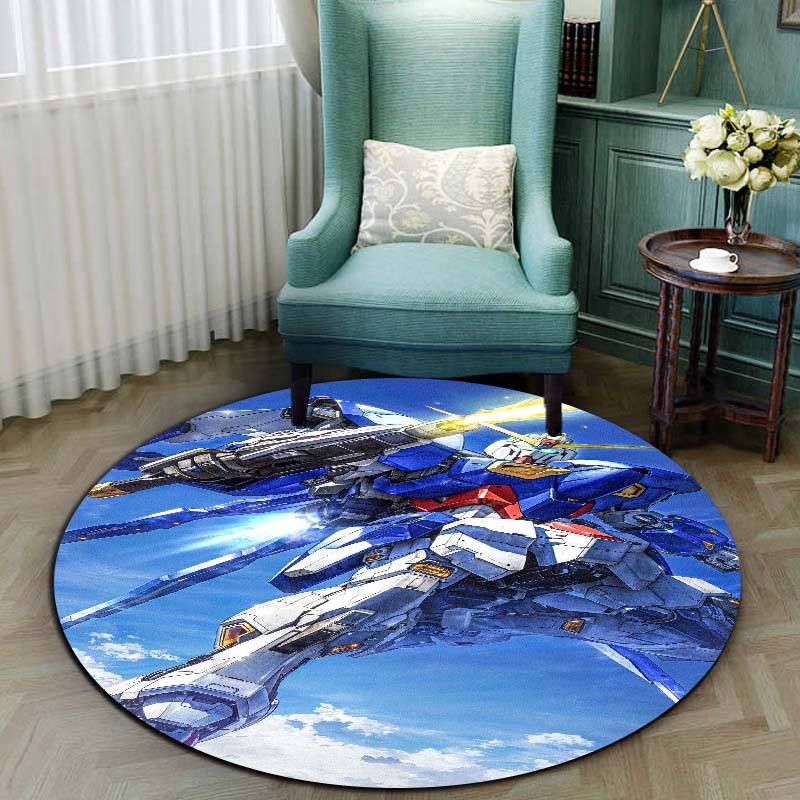 Mobile Suit Gundam cartoon round rug can be used to decorate living rooms, bedrooms, sofas, and game rooms; non-slip rug.66