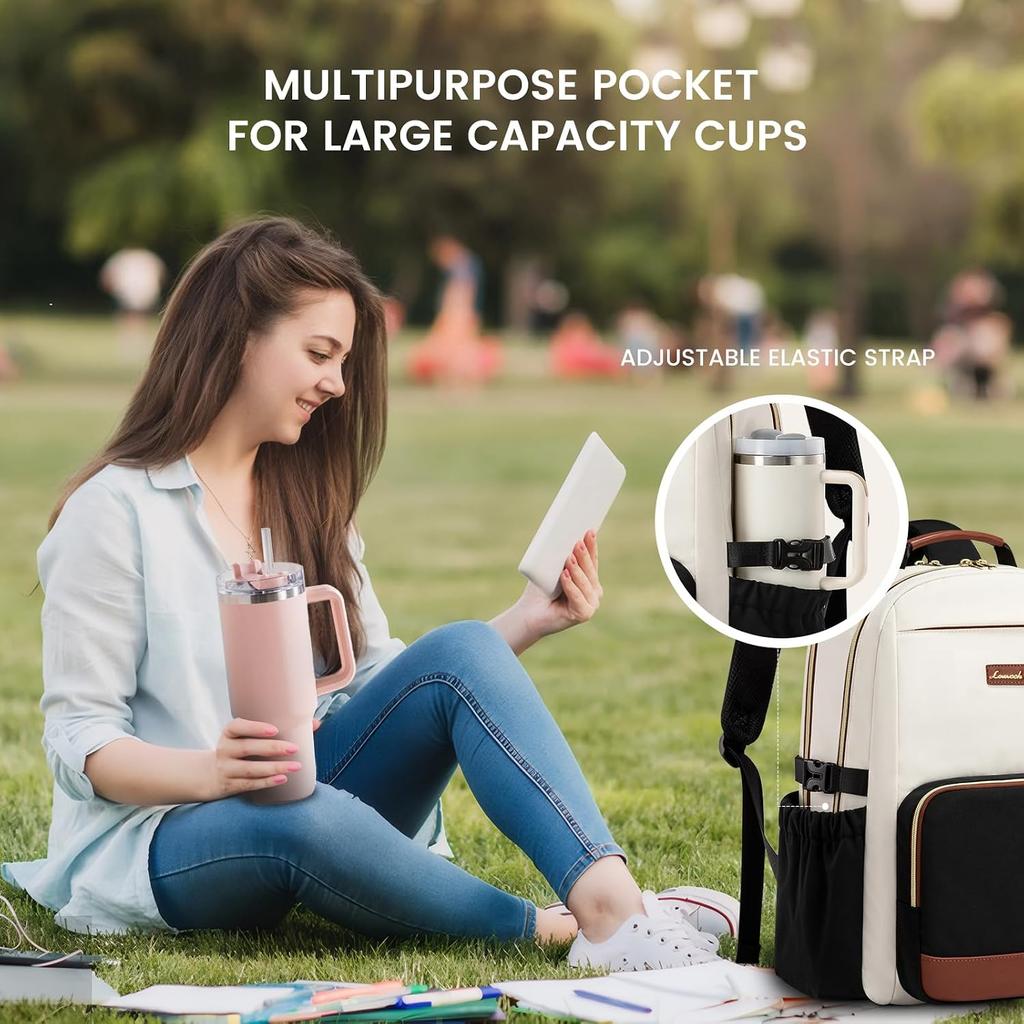 LOVEVOOK Laptop Backpack for Women with Pouch Pocket for Large Capacity Cup,15.6 Inch Laptop Computer Bag Travel Backpack Purse,Waterproof Work