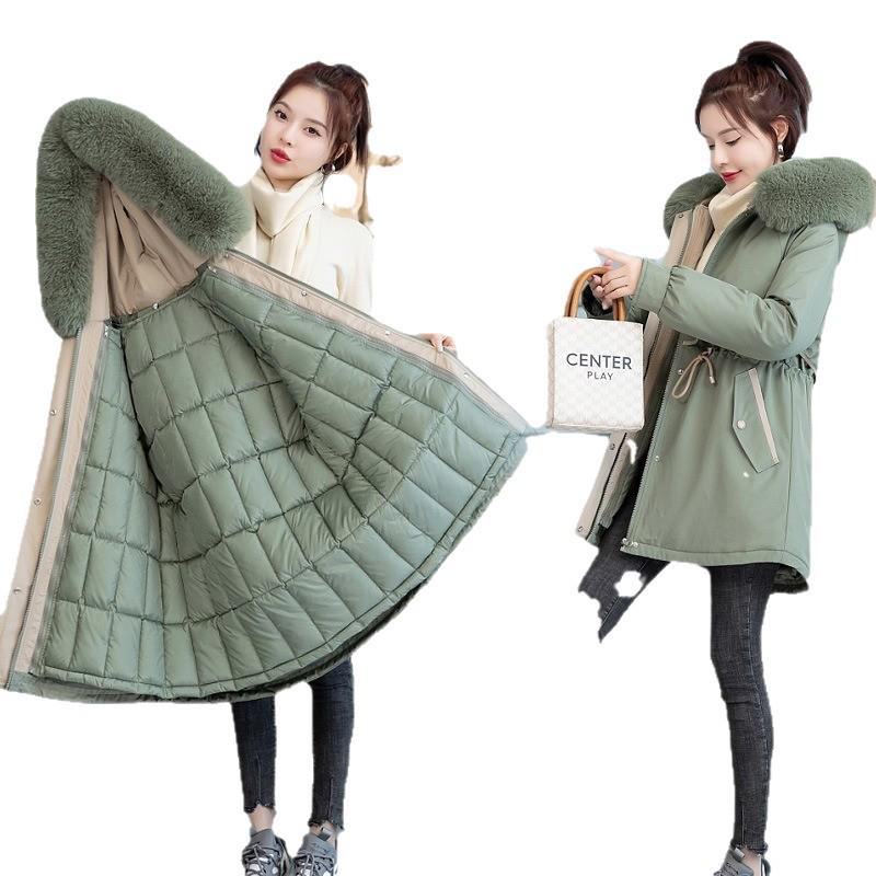 Women's Mid-Length Winter Parka 2025 with Detachable Liner and Thickened Cotton Jacket