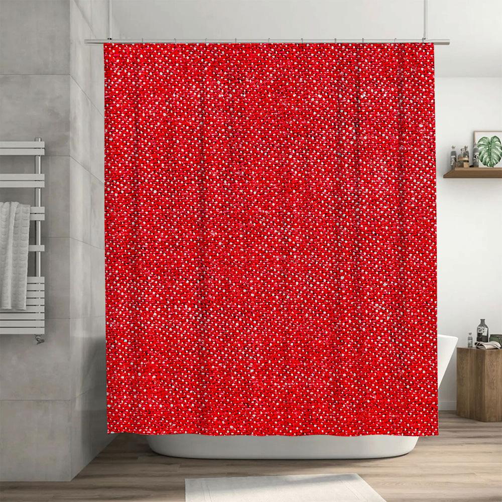 Red White Polka Dot Shower Curtain Waterproof Bath Decor Customizable Size Modern Bathroom Accessories For Home Decoration