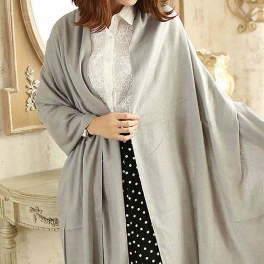 Polyester Classic Wool Scarf Soft Long Neckscarf with Tassel Large Solid Color Shawl  Men