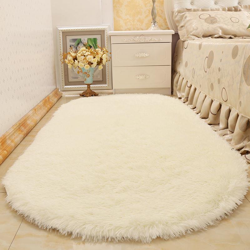 Oval Fluffy Carpet Shaggy Rug Bedside Mat Cute Colorful Living Room Rug Long Hair Carpet Home Decoration