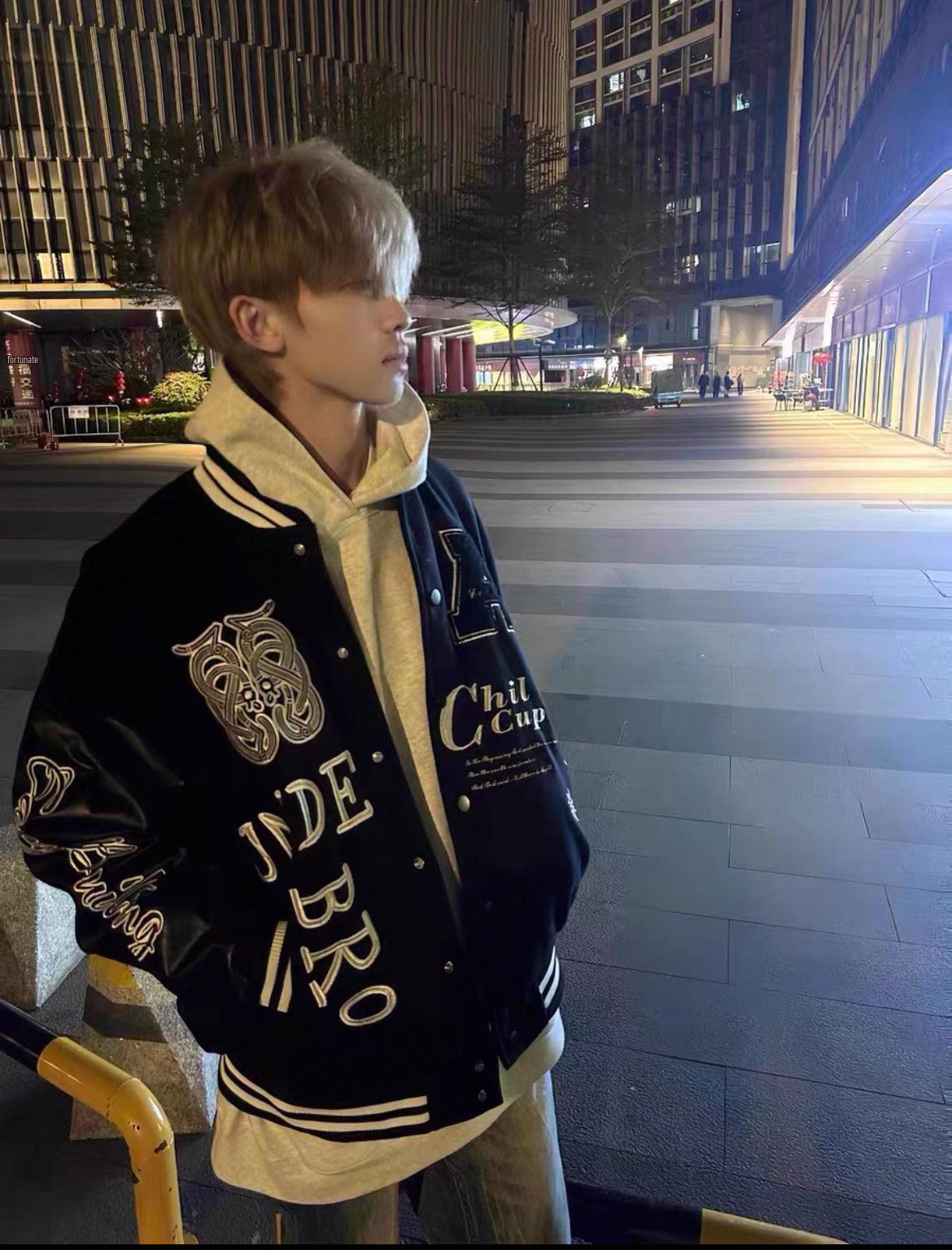 Унисекс Осенняя Модная Уличная Пэчворк Вышивка Буквами Бейсбольная Куртка 2XL