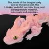 3D Printed Dragon with Wings, 3D Printed Animals Toys, Fidget Dragon Toys, Dragon Glow In The Dark Flexible Articulated Winged Crystal Dragon Model