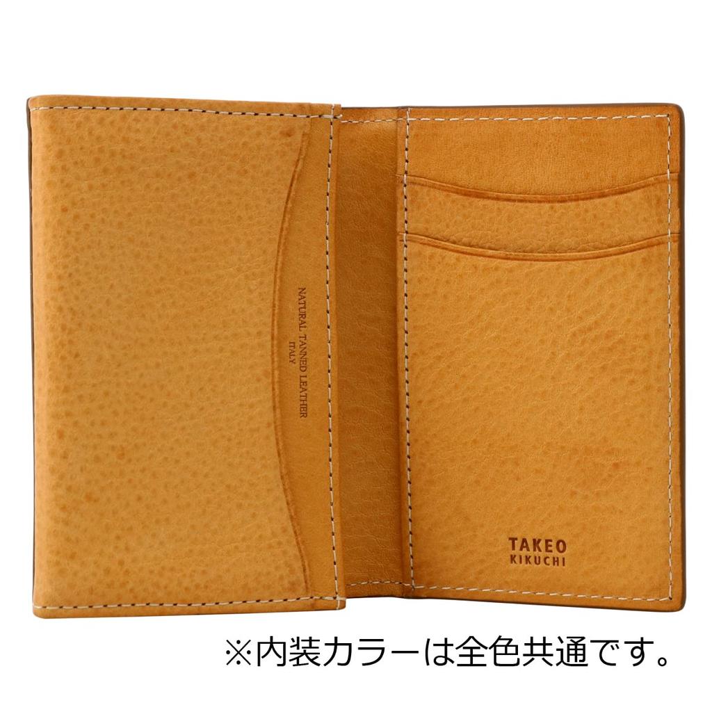 Business Card Holder Genuine Leather Italian Leather 734602 Ternary Card Case Card Holder Cowhide Black [Takeo Kikuchi] Men's [01]