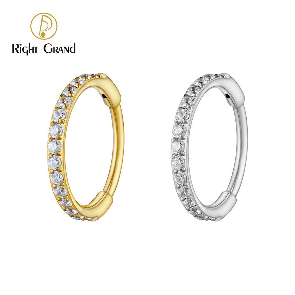 Rechter Großer ASTM F136 Titan Schlanker Huggie Creolen Ohrring 16G CZ Knorpel Helix Ohrläppchen Scharnier Ohrring Piercing Körperschmuck