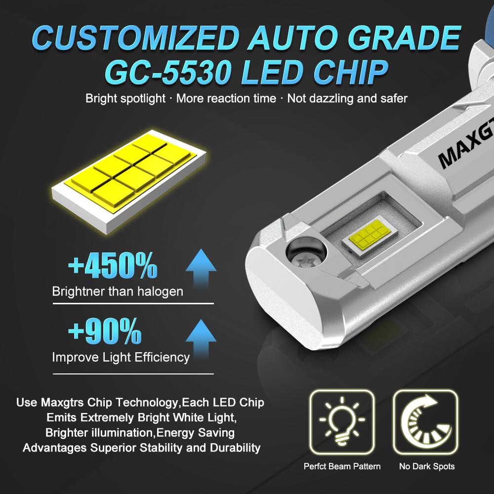 MAXGTRS 2X H11 H9 H8 LED Fog Lamp Canbus No Error H10 9005 9006 H16JP HB3 HB4 Bulb 6500K 3000K Daytime Running Light
