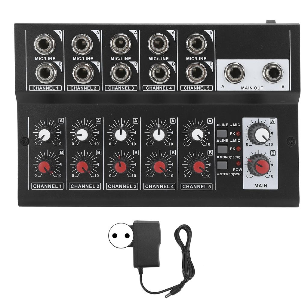 100‑240V Portable 10‑Channel Stereo O Sound Mixer Karaoke Microphone Amplifier ConsoleEU Plug