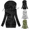 Women Fashion Long Sleeve Drawstring Hooded Slim Jacket Coat Zipper Outerwear