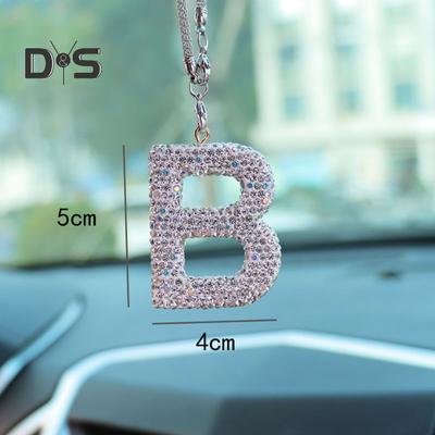 Bling Auto-Buchstaben-Anhänger aus Kunstkristall, Buchstaben-Anhänger, Auto-Rückspiegel, zum Aufhängen, Strass-Alphabet-Ornament für Auto, Baum-Zubehör