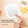 3 Color Light LED Smart Makeup Mirror Touch Screen Adjustable Brightness Dimmable Lights Makeup Mirror Handheld Portable