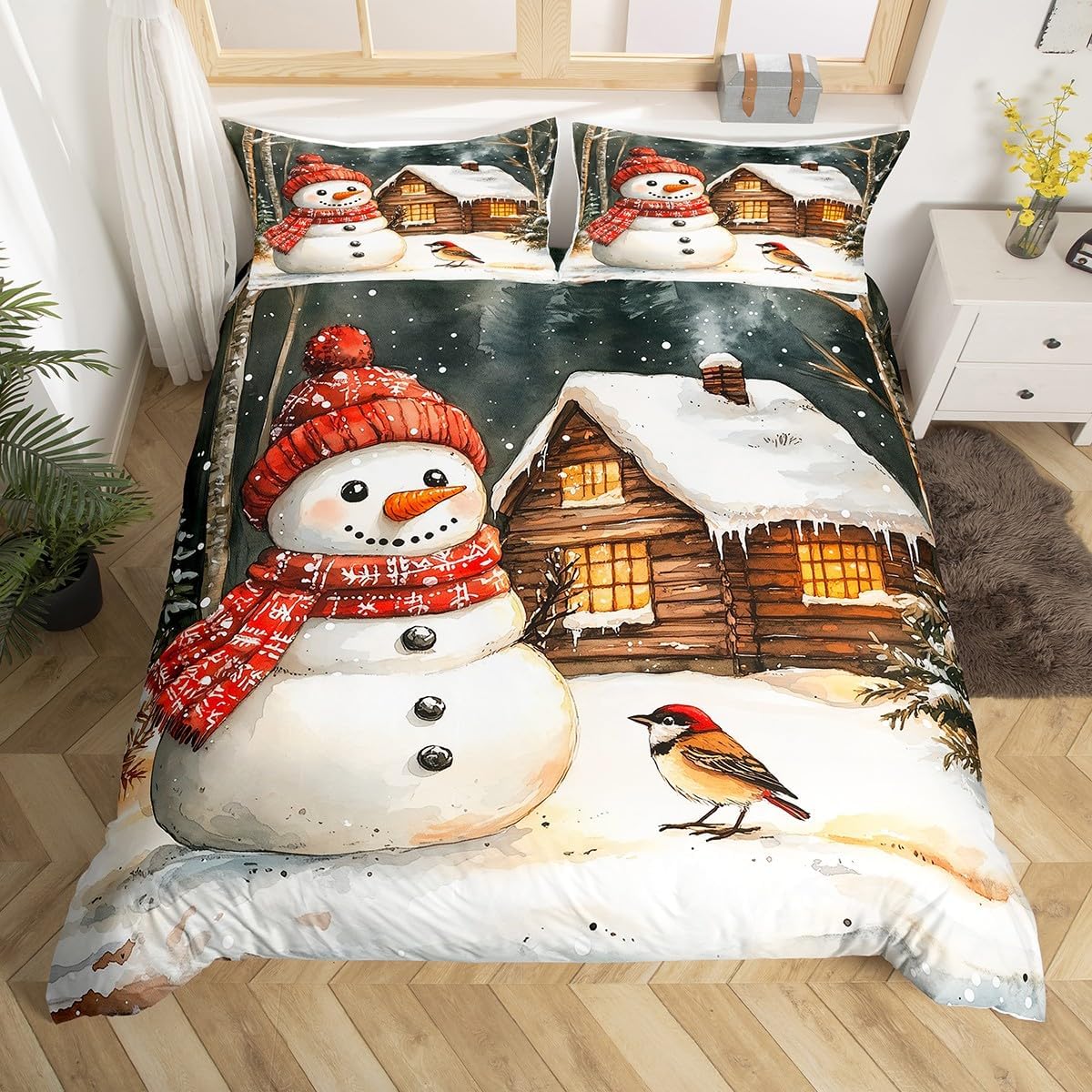

Merry Christmas Duvet Cover King Size Cute Bedding Set For Kids, Boys Girls Bohemian Room Decor Bedding Collection 3 Pcs EU Single(135x200cm)
