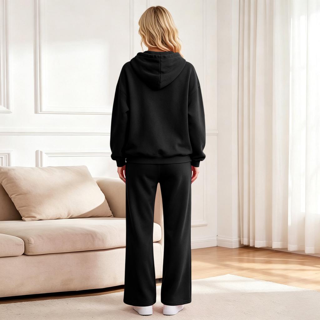 Women's Casual Warm Tracksuit Set with Hoodie and Jogger Pants for Fall and Winter