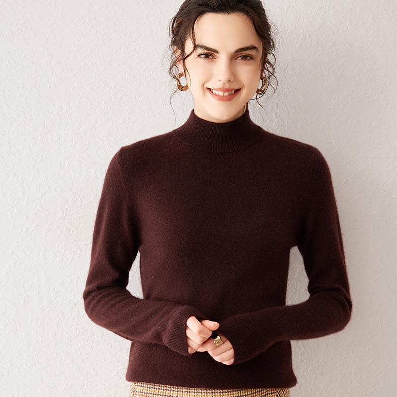 Cashmere Sweater for Women In Autumn and Winter New Soft and Glutinous Skin-friendly Base Shirt Pullover Solid Color Versatile Sweater