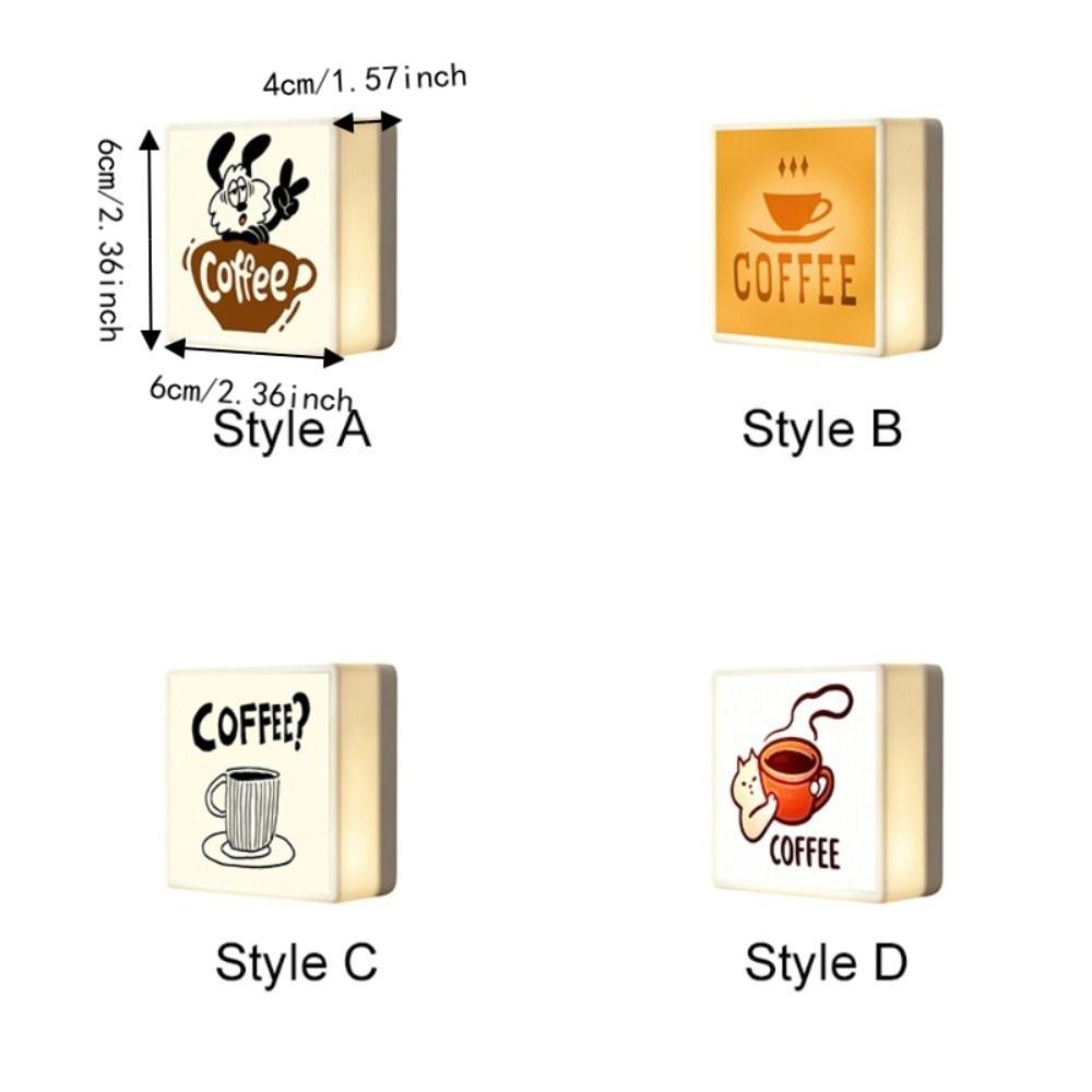 Touch-sensitive Glowing Coffee Shop Fridge Magnet Adjustable Light Brightness Sounding Coffee Light Box Sticker Rechargeable