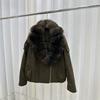 Autumn and winter new suede down fox fur big fur collar short down jacket women's locomotive trendy coat