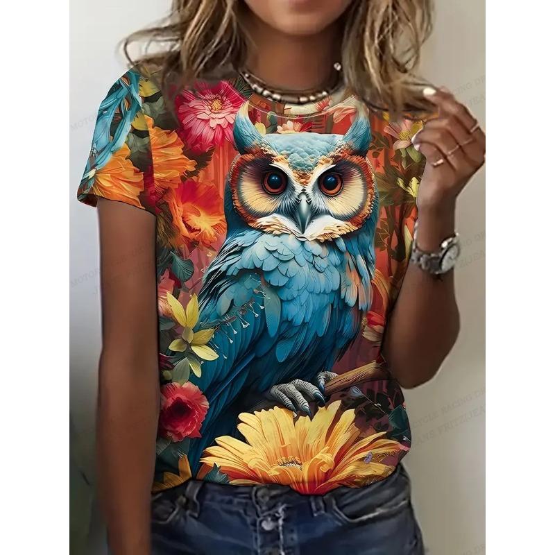 Girls Golden Owl 3d Print Tshirt Women Fashion T-shirt Oversized Graphic T Shirt Casual Harajuku Tops Tees Animal Camisetas