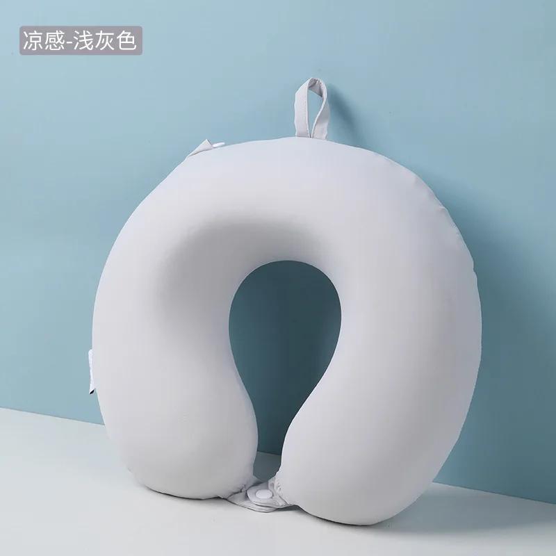 Ice Silk Cooling U-Shaped Neck Pillow Portable Foldable Comfortable Travel Support for Airplane Office Home Use