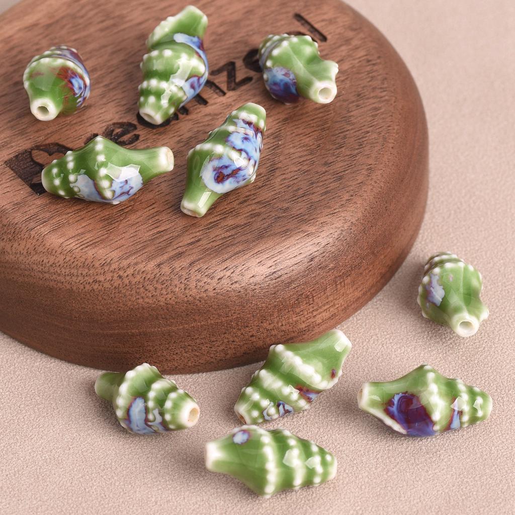 10pcs Ocean Conch Shape 20x11mm Colorful Glazed Ceramic Porcelain Loose Beads For Jewelry Making DIY Crafts Findings