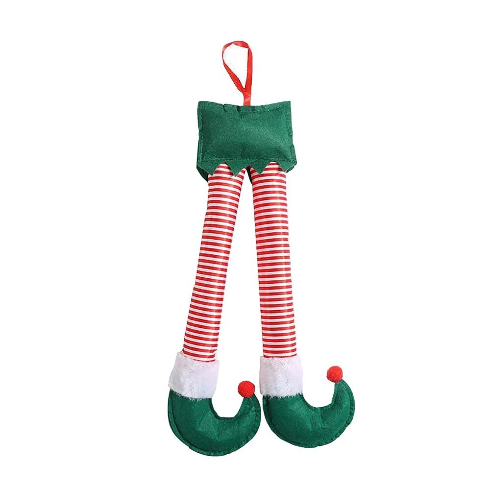 

Многоразовые плюшевые ножки эльфа Санты, подвесные украшения, рождественский декор, праздничные украшения, праздничные атрибуты, подвески для рождественской елки, дом