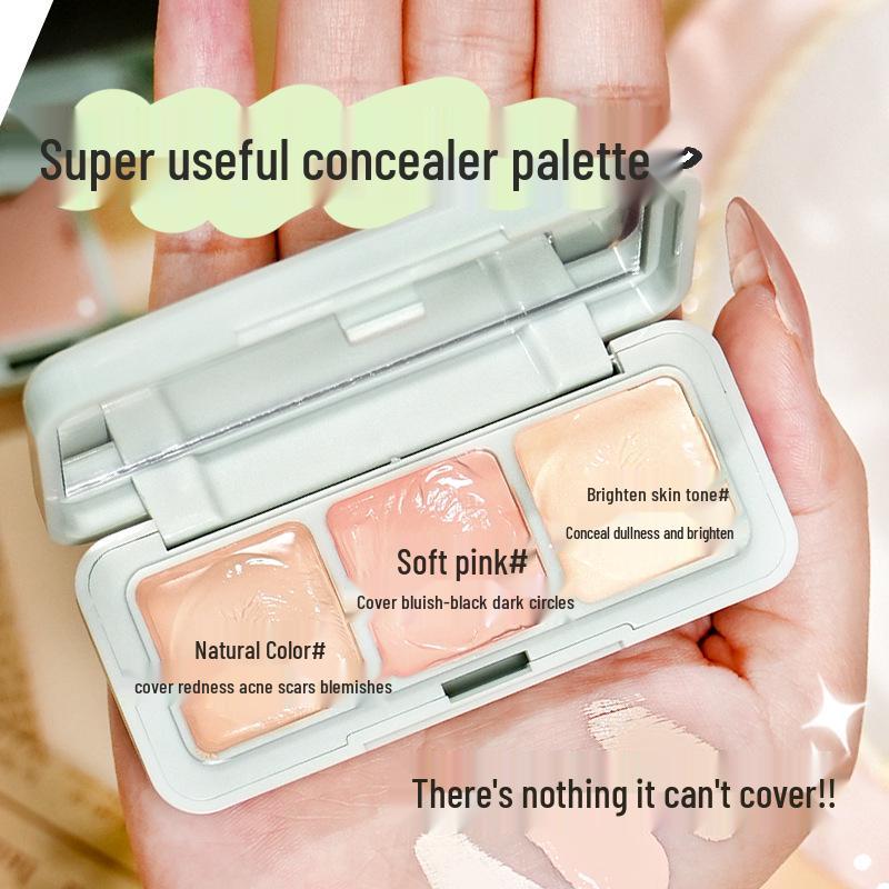 Tri-Tone Concealer Palette for Dark Circles, Spots, and Contouring