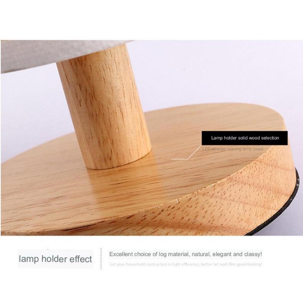 Massivholz Stoff Dekoration USB Tischlampe Schlafzimmer Nachttisch Studie Led Nachtlicht
