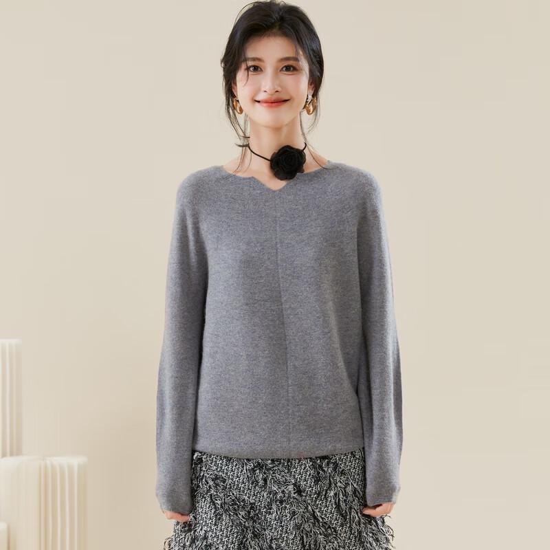 

Jinjv Women s V-Neck Cashmere Blend Sweater M