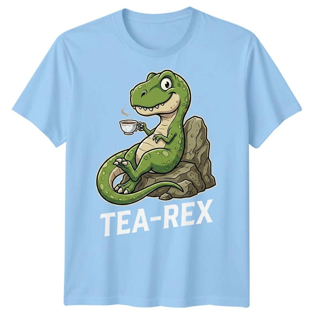 Tea Rex Funny Dinosaur Drinking Tea Unisexs T Shirt Graphic Novelty Tee S