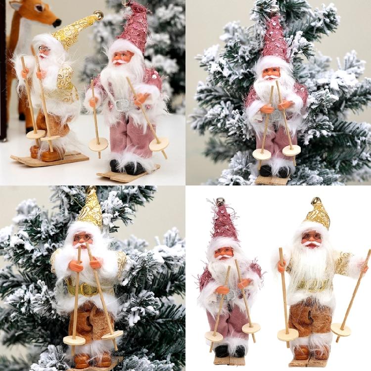 Enchanting Santa Skiing Display Portable Santa Skier Doll Festival Hanging Decorations for Celebration