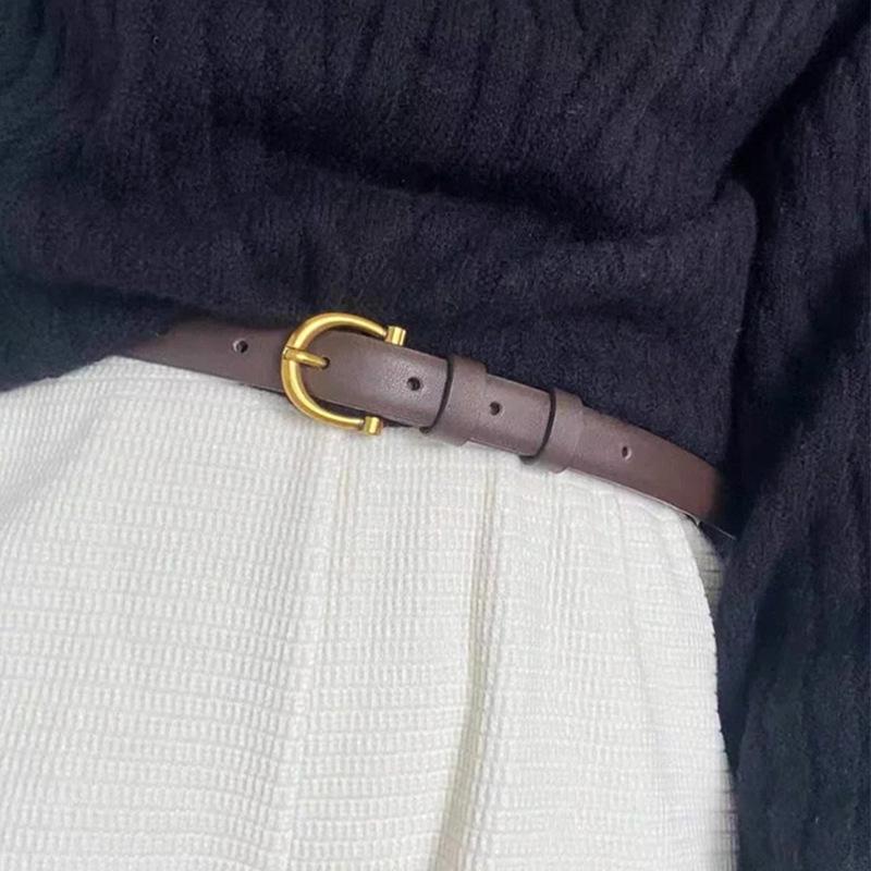 Cintura in pelle da donna per pantaloni gonne maglioni cintura decorazione versatile sottile semplice di nicchia