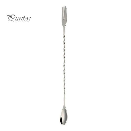 Milk Froth Mixer Spoon Dual Head Bar Spoon, Cocktail Mixing Stirrers with Long Handle, Food Grade Stirrer Stainless Steel Drink Trident Tip for Coffee
