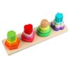 Wooden Geometric Column Set Children'S Montessori Early Education Cognitive Building Block Pairing Smart Five-Pillar Toy