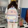School bag female large capacity high school casual simple student backpack primary school students grade 4-6 girl contrasting backpack