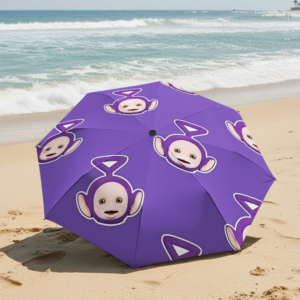 1 PC Automatic Folding Umbrella- Teletubbies Pattern, Portable & Foldable Design with 8 Ribs, Christmas Birthday Gifts
