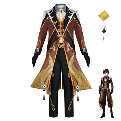 Zhongli Cosplay Costume Game Genshin Impact Accessories Outfit Halloween Carnival Party Adult Role Play Uniform Full Set for Men
