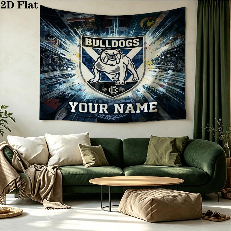 Custom Name Bulldogs Printed Tapestry – Wall Hanging for Bedrooms, Dorms, and Home Decor