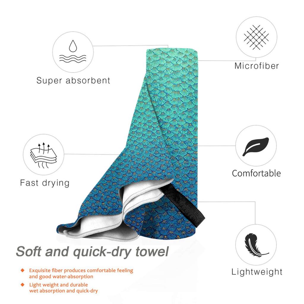 Mermaid Fish Scale Beach Towel Soft Microfiber Quick Dry Absorbent Quick Towels For Bath